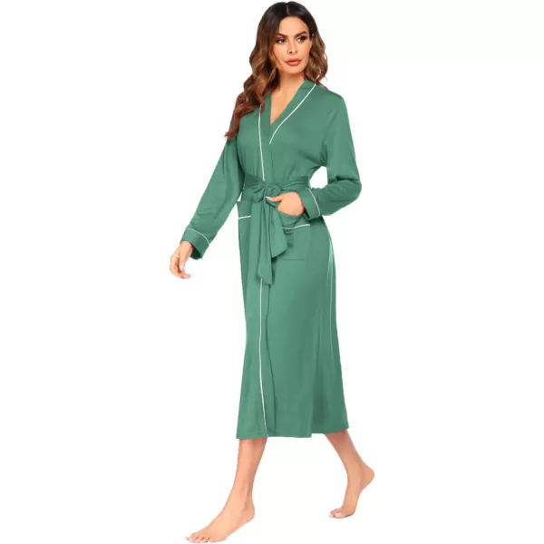 Ekouaer Women Kimono Robes Full Length Knit Bathrobe Lightweight Soft Sleepwear Vneck Casual Ladies Loungewear SXXLCeladon Green