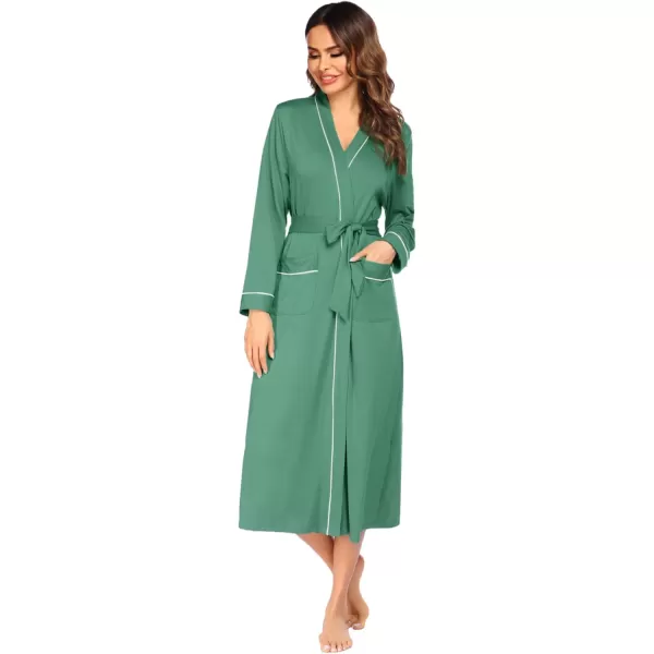Ekouaer Women Kimono Robes Full Length Knit Bathrobe Lightweight Soft Sleepwear Vneck Casual Ladies Loungewear SXXLCeladon Green