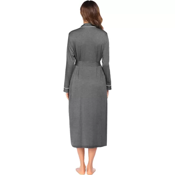 Ekouaer Women Kimono Robes Full Length Knit Bathrobe Lightweight Soft Sleepwear Vneck Casual Ladies Loungewear SXXLMedium Gray
