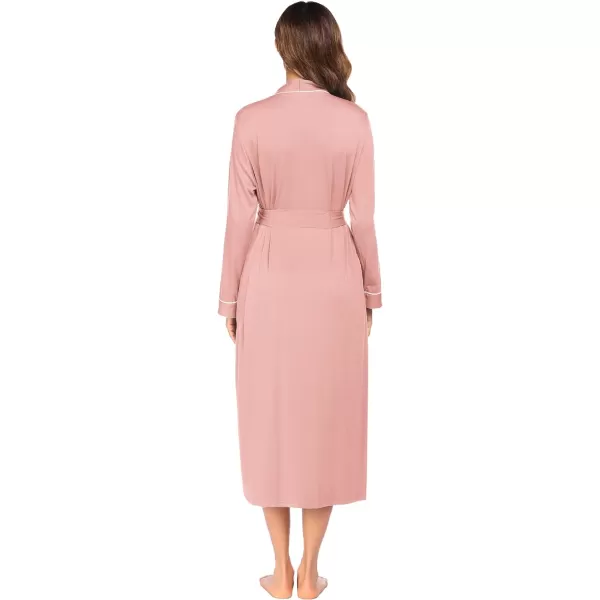 Ekouaer Women Kimono Robes Full Length Knit Bathrobe Lightweight Soft Sleepwear Vneck Casual Ladies Loungewear SXXLMisty Rose