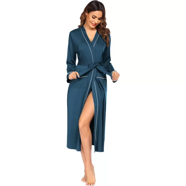 Ekouaer Women Kimono Robes Full Length Knit Bathrobe Lightweight Soft Sleepwear Vneck Casual Ladies Loungewear SXXLTurquoise