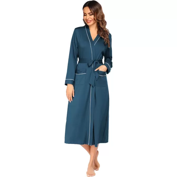 Ekouaer Women Kimono Robes Full Length Knit Bathrobe Lightweight Soft Sleepwear Vneck Casual Ladies Loungewear SXXLTurquoise