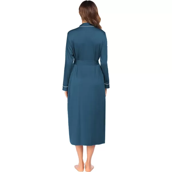Ekouaer Women Kimono Robes Full Length Knit Bathrobe Lightweight Soft Sleepwear Vneck Casual Ladies Loungewear SXXLTurquoise