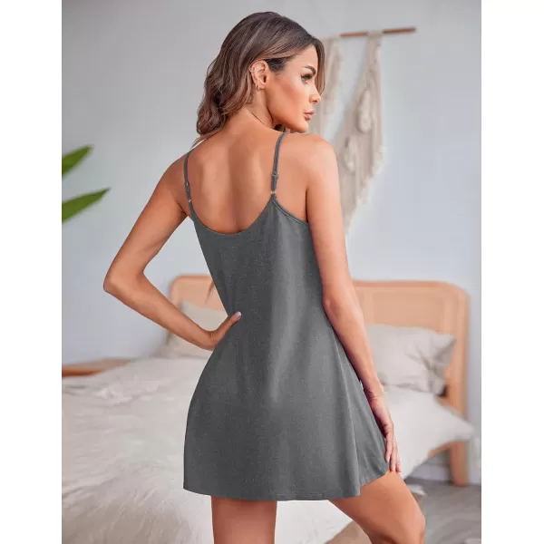 Ekouaer Women Lace Nightgown Sexy Spaghetti Strap Cami Sleeveless Chemise Sleepwear Sleep DressGrey