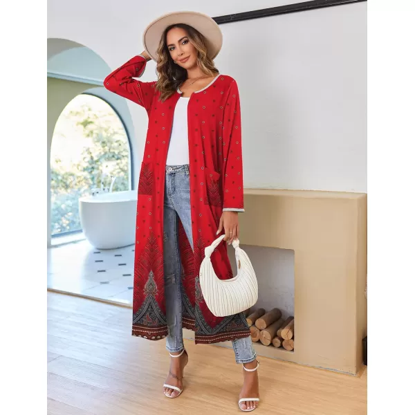 Ekouaer Women Long House Coat Zipper Front Robes Full Length Nightgowns with Pockets Striped Loungewear S4XLCflowerpt24