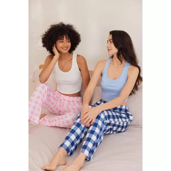 Ekouaer Women Lounge Pants Comfy Pajama BottomPlaid 9