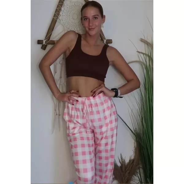 Ekouaer Women Lounge Pants Comfy Pajama BottomPlaid 9
