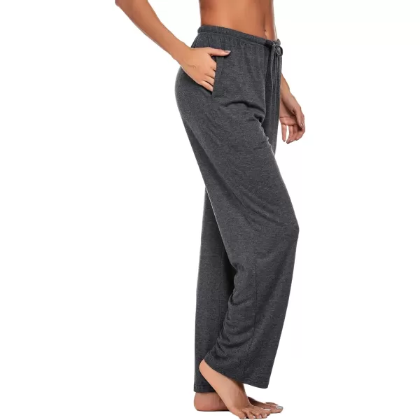 Ekouaer Women Lounge Pants Comfy Pajama BottomPure Dark Grey