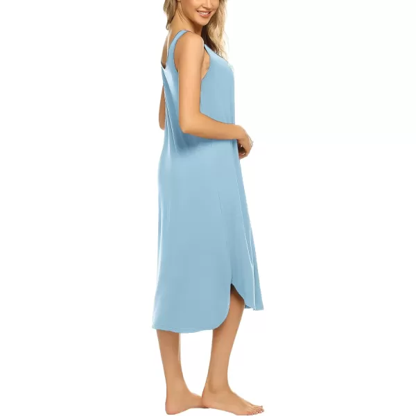 Ekouaer Women Nightgowns Long Sleeveless Sleepshirt Soft Sleep Dress Tank Dress Sleepwear SXXLClear Blue