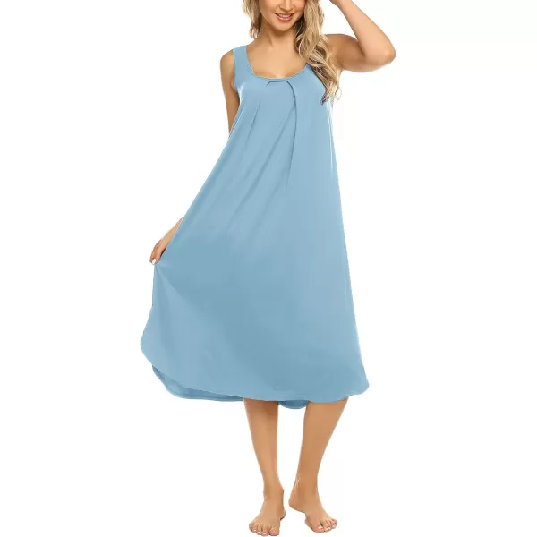 Ekouaer Women Nightgowns Long Sleeveless Sleepshirt Soft Sleep Dress Tank Dress Sleepwear SXXLClear Blue