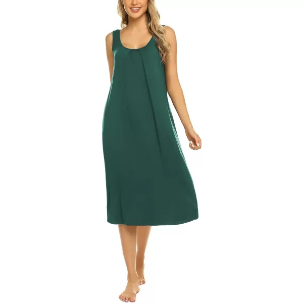 Ekouaer Women Nightgowns Long Sleeveless Sleepshirt Soft Sleep Dress Tank Dress Sleepwear SXXLDark Green