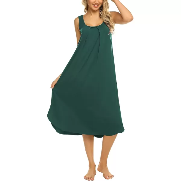 Ekouaer Women Nightgowns Long Sleeveless Sleepshirt Soft Sleep Dress Tank Dress Sleepwear SXXLDark Green