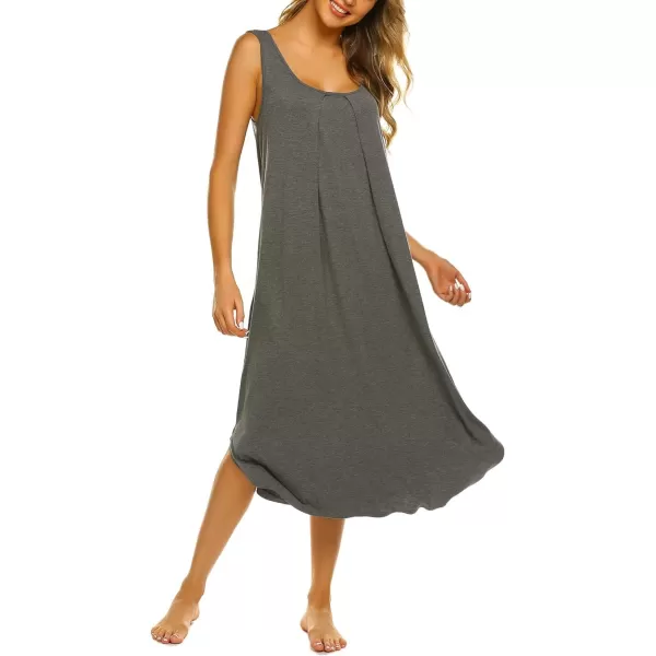 Ekouaer Women Nightgowns Long Sleeveless Sleepshirt Soft Sleep Dress Tank Dress Sleepwear SXXLGrey