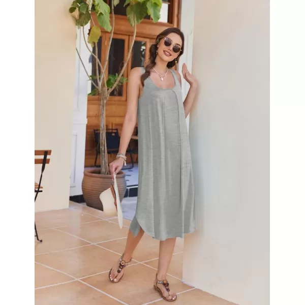 Ekouaer Women Nightgowns Long Sleeveless Sleepshirt Soft Sleep Dress Tank Dress Sleepwear SXXLLight Grey