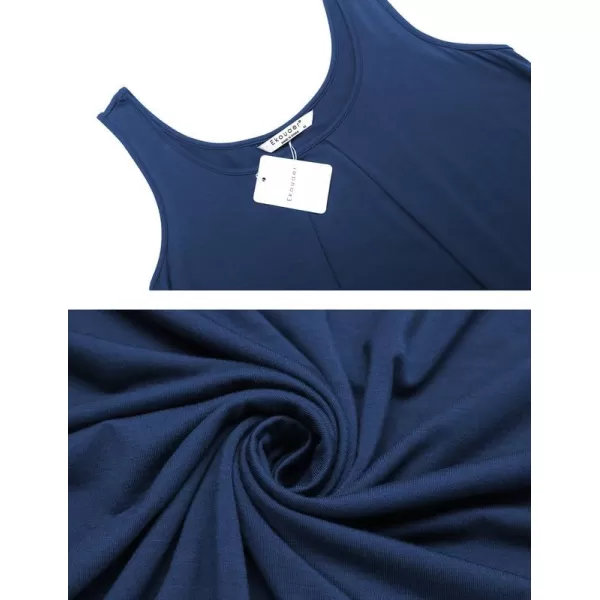 Ekouaer Women Nightgowns Long Sleeveless Sleepshirt Soft Sleep Dress Tank Dress Sleepwear SXXLNavy
