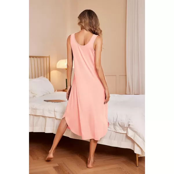 Ekouaer Women Nightgowns Long Sleeveless Sleepshirt Soft Sleep Dress Tank Dress Sleepwear SXXLPastel Pink