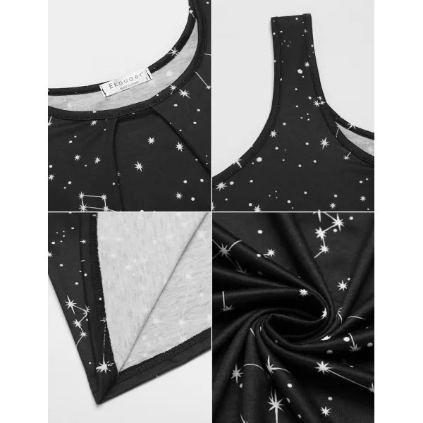 Ekouaer Women Nightgowns Long Sleeveless Sleepshirt Soft Sleep Dress Tank Dress Sleepwear SXXLStarry Sky Black