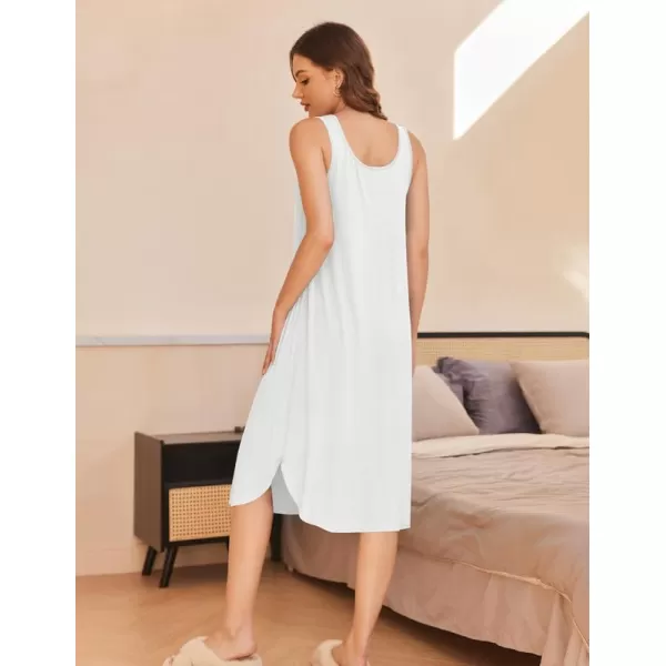 Ekouaer Women Nightgowns Long Sleeveless Sleepshirt Soft Sleep Dress Tank Dress Sleepwear SXXLWhite