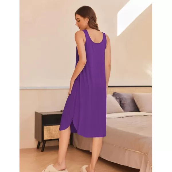 Ekouaer Women Nightgowns Long Sleeveless Sleepshirt Soft Sleep Dress Tank Dress Sleepwear SXXLWineberry