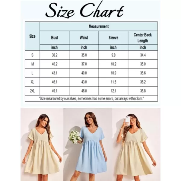 Ekouaer Women Nightgowns Short Sleeve Sleepwear V Neck Sleepshirt Bubble Wrinkle Pajama Dress SXXLPink