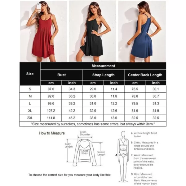 Ekouaer Women Nightgowns Sleeveless O Neck Sleepwear Spaghetti Strap Racerback Pajama Dress Sleep Shirt Nightshirt SXXLBlack