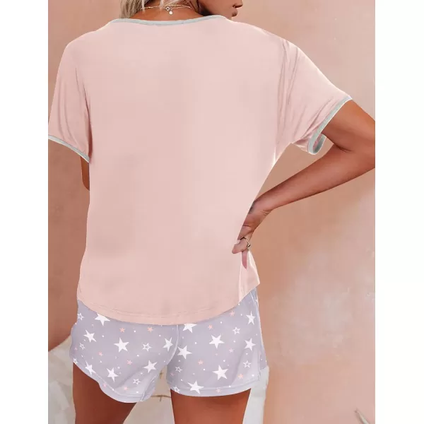 Ekouaer Women Pajama Set Casual Short SetPink