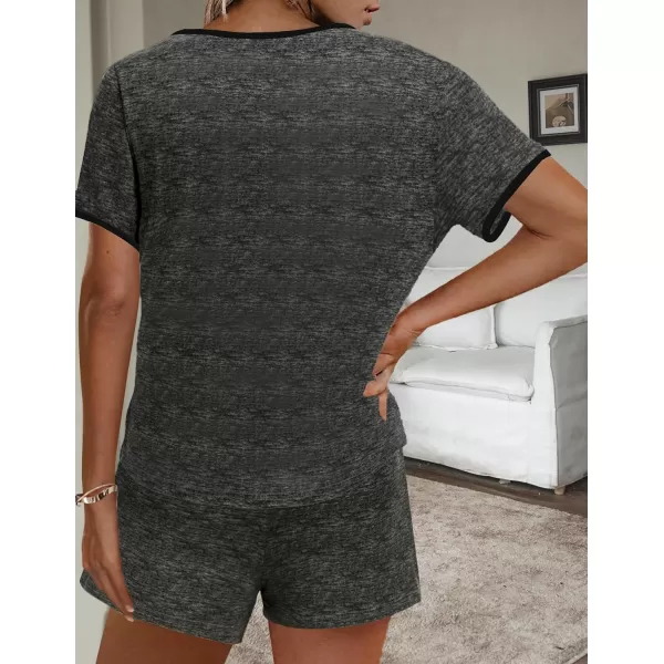 Ekouaer Women Pajama Set Casual Short SetSolid Colourdark Grey