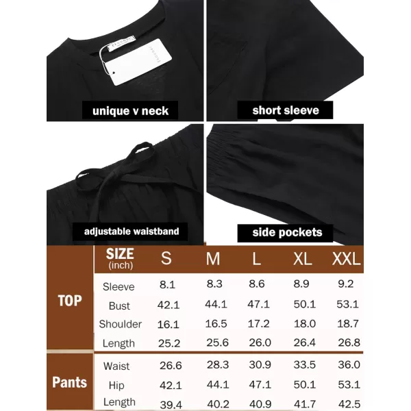 Ekouaer Women Pajamas Set Short Sleeve Button Down Floral Sleepwear Soft Pjs Loungewear Pants Set SXXLBlack