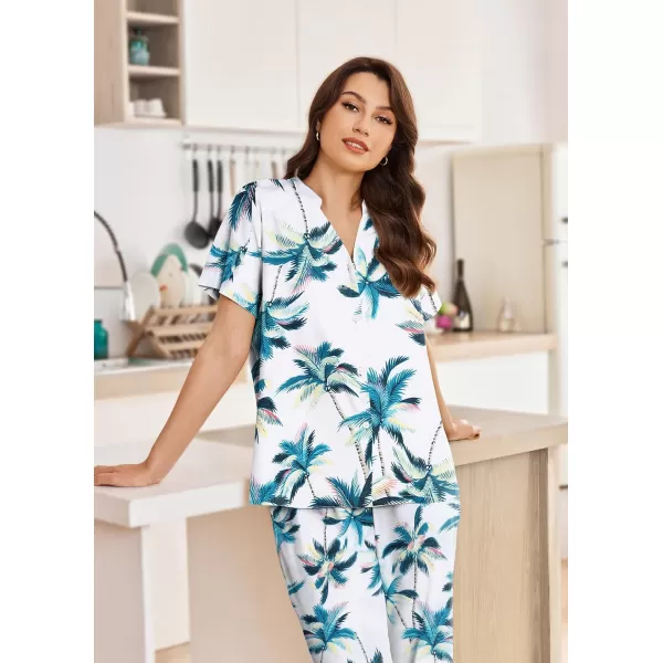 Ekouaer Women Pajamas Set Short Sleeve Button Down Floral Sleepwear Soft Pjs Loungewear Pants Set SXXLPattern 5