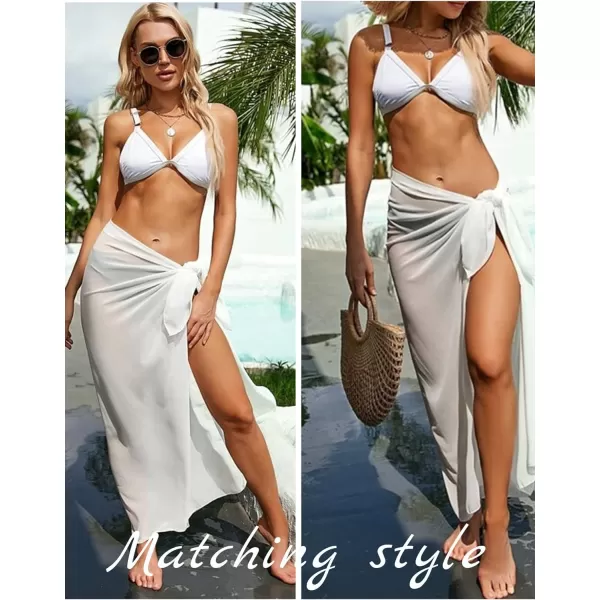 Ekouaer Women Sarong Swimsuit Coverups Chiffon Long Bikini Wraps Sheer Beach Bathing Suit Cover UpA1 Piece 1white