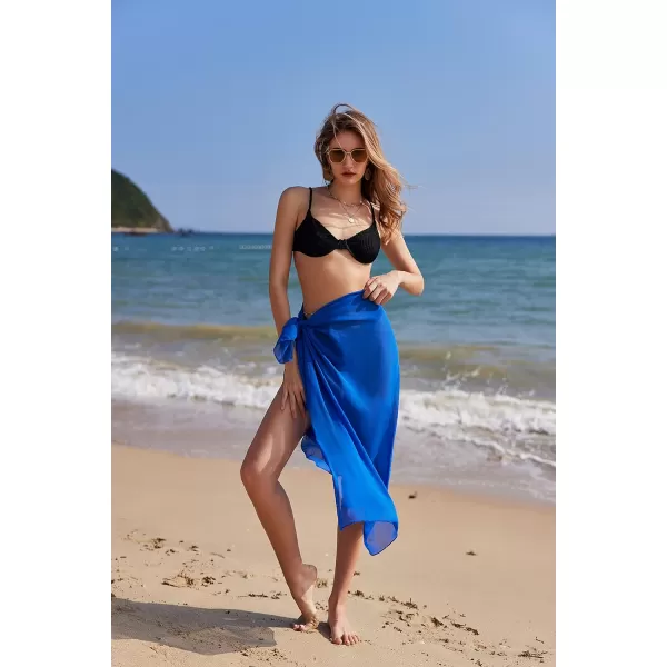 Ekouaer Women Sarong Swimsuit Coverups Chiffon Long Bikini Wraps Sheer Beach Bathing Suit Cover UpA1 Piece Blue