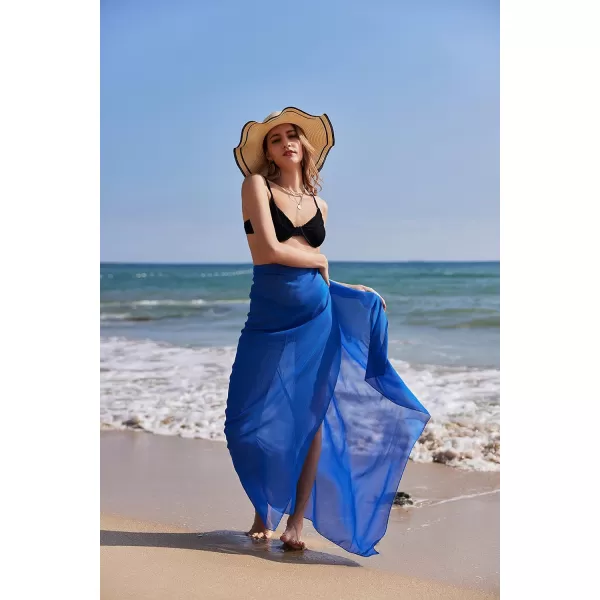 Ekouaer Women Sarong Swimsuit Coverups Chiffon Long Bikini Wraps Sheer Beach Bathing Suit Cover UpA1 Piece Blue