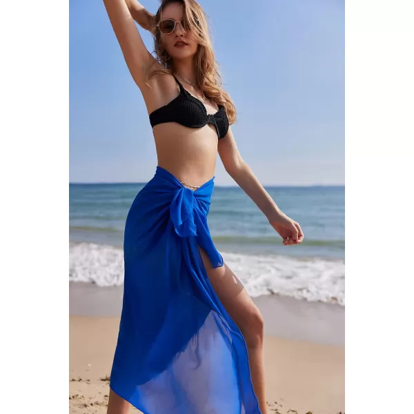 Ekouaer Women Sarong Swimsuit Coverups Chiffon Long Bikini Wraps Sheer Beach Bathing Suit Cover UpA1 Piece Blue