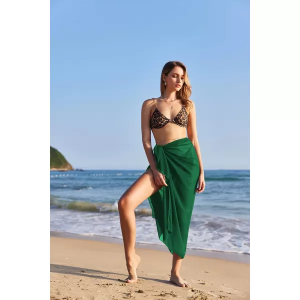 Ekouaer Women Sarong Swimsuit Coverups Chiffon Long Bikini Wraps Sheer Beach Bathing Suit Cover UpA1 Piece Dark Green