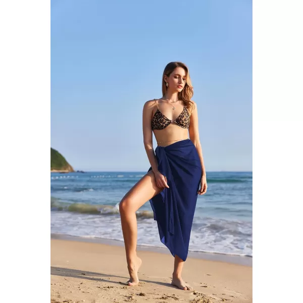 Ekouaer Women Sarong Swimsuit Coverups Chiffon Long Bikini Wraps Sheer Beach Bathing Suit Cover UpA1 Piece Navy Blue