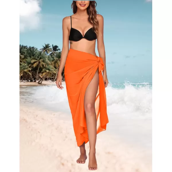 Ekouaer Women Sarong Swimsuit Coverups Chiffon Long Bikini Wraps Sheer Beach Bathing Suit Cover UpA1 Piece Orange