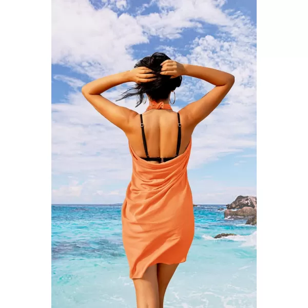 Ekouaer Women Sarong Swimsuit Coverups Chiffon Long Bikini Wraps Sheer Beach Bathing Suit Cover UpA1 Piece Orange