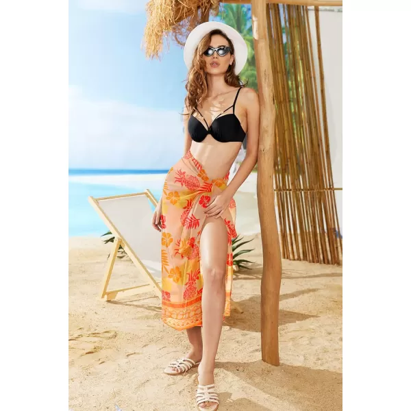 Ekouaer Women Sarong Swimsuit Coverups Chiffon Long Bikini Wraps Sheer Beach Bathing Suit Cover UpA1 Piece Pat 31