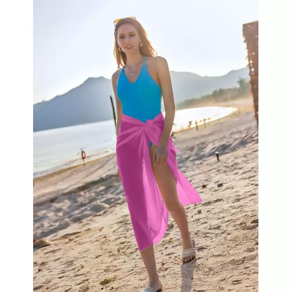 Ekouaer Women Sarong Swimsuit Coverups Chiffon Long Bikini Wraps Sheer Beach Bathing Suit Cover UpA1 Piece Pink
