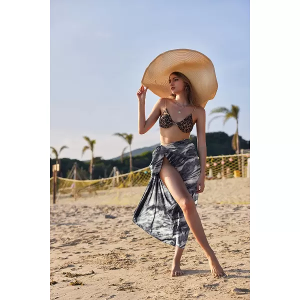 Ekouaer Women Sarong Swimsuit Coverups Chiffon Long Bikini Wraps Sheer Beach Bathing Suit Cover UpB2 Piece Blackprint Dot