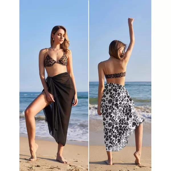 Ekouaer Women Sarong Swimsuit Coverups Chiffon Long Bikini Wraps Sheer Beach Bathing Suit Cover UpB2 Piece Blackprint Dot