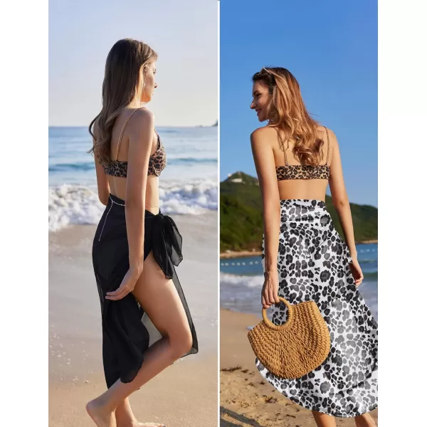 Ekouaer Women Sarong Swimsuit Coverups Chiffon Long Bikini Wraps Sheer Beach Bathing Suit Cover UpB2 Piece Blackprint Dot