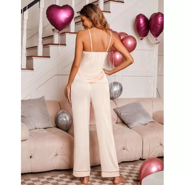 Ekouaer Women Satin Pajamas Silk Sleeveless Pjs Set Soft Camisole Tops and Pants with Pockets SXXLChampagne