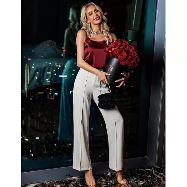 Ekouaer Women Satin Pajamas Silk Sleeveless Pjs Set Soft Camisole Tops and Pants with Pockets SXXLRed