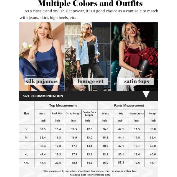 Ekouaer Women Satin Pajamas Silk Sleeveless Pjs Set Soft Camisole Tops and Pants with Pockets SXXLRose Gold