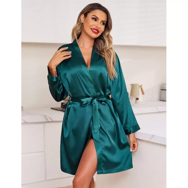 Ekouaer Women Satin Silk Pajamas Camisole Shorts SetZdark Green
