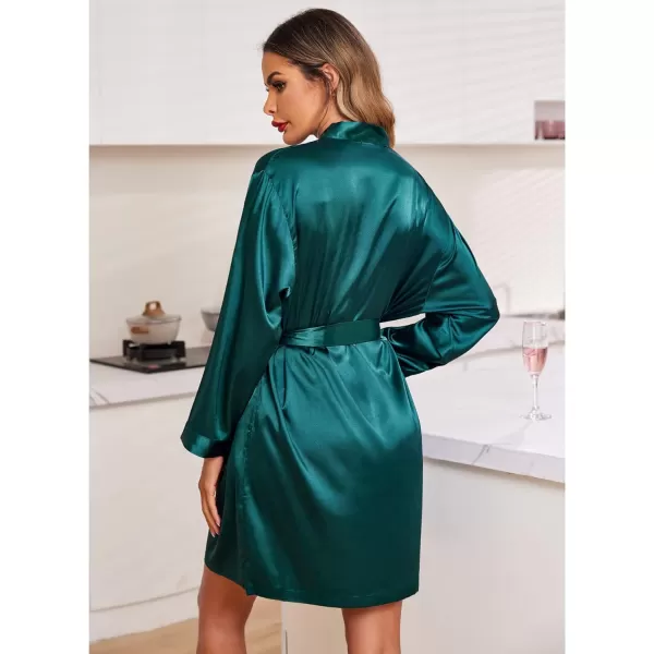 Ekouaer Women Satin Silk Pajamas Camisole Shorts SetZdark Green