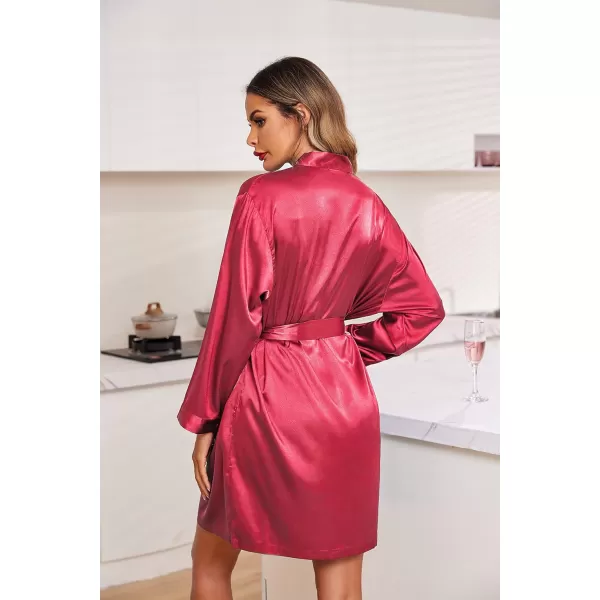 Ekouaer Women Satin Silk Pajamas Camisole Shorts SetZdark Red