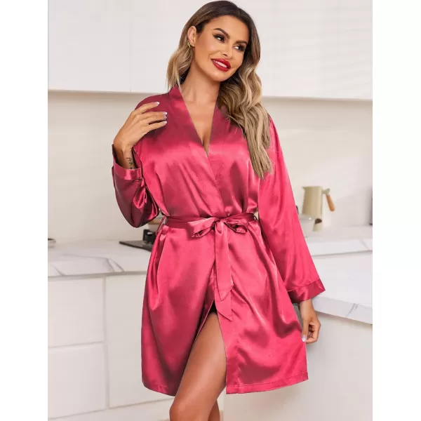 Ekouaer Women Satin Silk Pajamas Camisole Shorts SetZdark Red