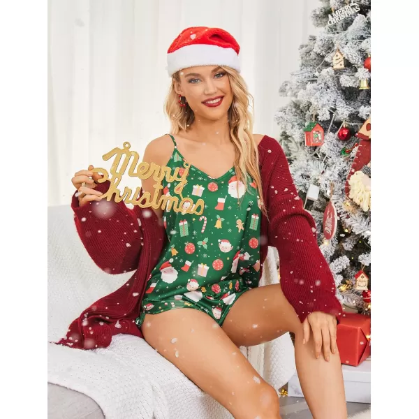 Ekouaer Women Silk Camisole Pajamas Shorts SetPat43